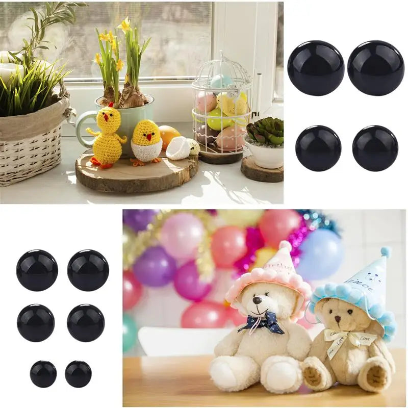 100Pcs 5-8mm Plastic Safety Eyes for Dolls & Amigurumi – Black Plush Toy Eyes for DIY Animal Crafts