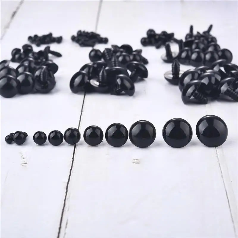 100Pcs 5-8mm Plastic Safety Eyes for Dolls & Amigurumi – Black Plush Toy Eyes for DIY Animal Crafts