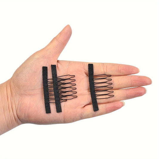 10/20/50Pcs 6-Teeth Wig Combs with Cloth, Steel Wig Clips for Securing Wigs & Making Wig Caps