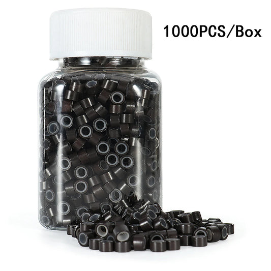 1000Pcs 5mm Micro Ring Beads for Feather Hair Extensions – Silicone & Aluminum, 5 Colors Available